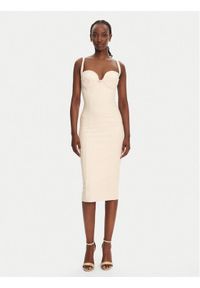 Elisabetta Franchi Sukienka koktajlowa AB85052E2 193 Beżowy Regular Fit. Kolor: beżowy. Materiał: syntetyk. Styl: wizytowy #1