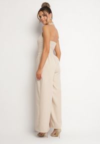 Born2be - Beżowy Kombinezon Taliowany Ozdobiony Guzikami Niladwenna. Kolor: beżowy. Wzór: aplikacja. Styl: elegancki #2