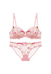 Intica - Komplet bielizny z koronką na specjalne okazje Mallaurie. Kolor: różowy. Materiał: koronka. Wzór: koronka