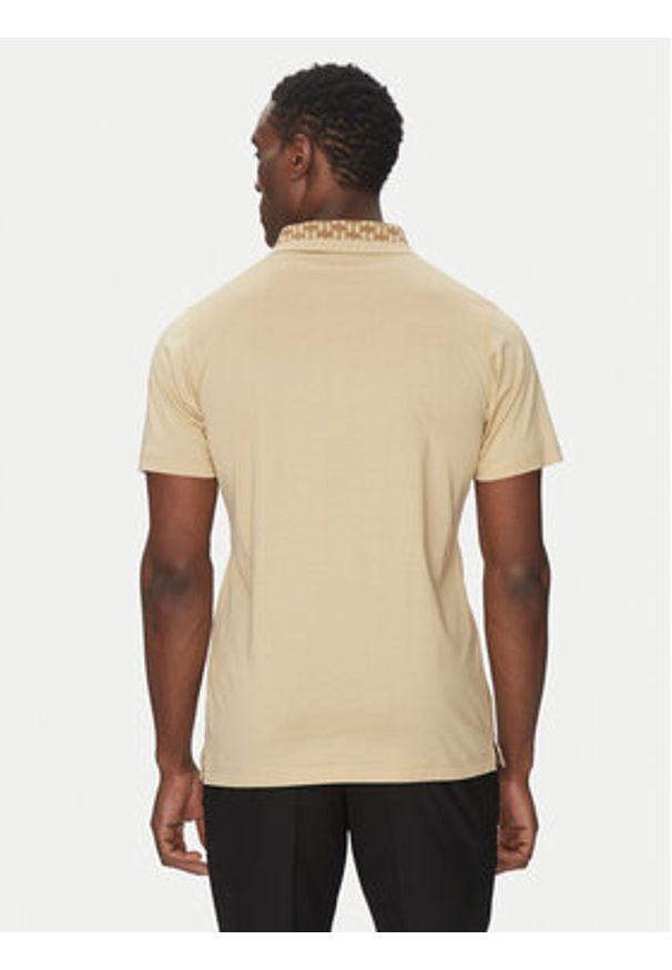 Karl Lagerfeld - KARL LAGERFELD Polo 745001 552200 Beżowy Slim Fit. Typ kołnierza: polo. Kolor: beżowy. Materiał: bawełna