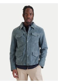 Milestone Kurtka skórzana Valerio 612205 60790 Niebieski Regular Fit. Kolor: niebieski. Materiał: welur #1