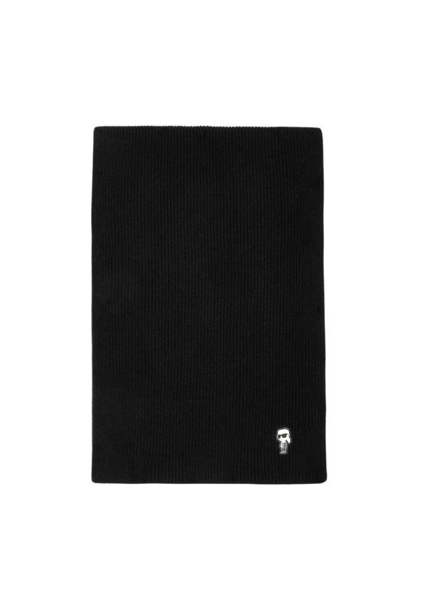 Karl Lagerfeld - KARL LAGERFELD Czarny damski szalik Knit Scarf. Kolor: czarny. Materiał: materiał, bawełna, poliester. Styl: elegancki