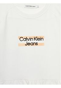 Calvin Klein Jeans Sukienka codzienna Hero Logo IG0IG01973 Biały Regular Fit. Okazja: na co dzień. Kolor: biały. Materiał: bawełna. Typ sukienki: proste. Styl: casual #2