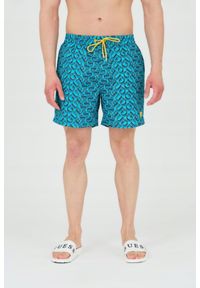 Guess - GUESS Męskie szorty kąpielowe niebiesko-granatowe, Rozmiar L. Kolor: wielokolorowy. Materiał: poliester #1