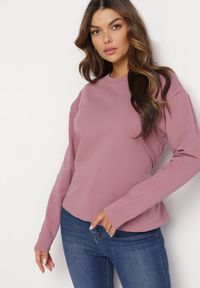 Born2be - Ciemnoróżowa Bawełniana Bluza z Długim Rękawem i Ozdobnym Wiązaniem Pinada. Kolor: różowy. Materiał: bawełna. Długość rękawa: długi rękaw. Długość: długie. Styl: elegancki #3