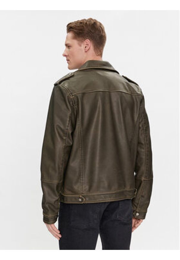 Brave Soul Kurtka z imitacji skóry MJK-CONEYKHAKI Khaki Straight Fit. Kolor: brązowy. Materiał: skóra