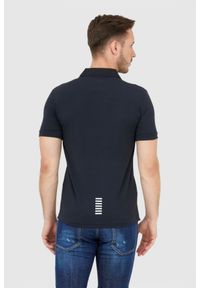 EA7 Emporio Armani - EA7 Ciemnogranatowa męska koszulka polo ze srebrnym logo, Rozmiar XL. Typ kołnierza: polo. Kolor: niebieski #4