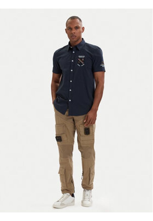 Aeronautica Militare Koszula 261CA1326UCT03288 Granatowy Regular Fit. Kolor: niebieski. Materiał: bawełna