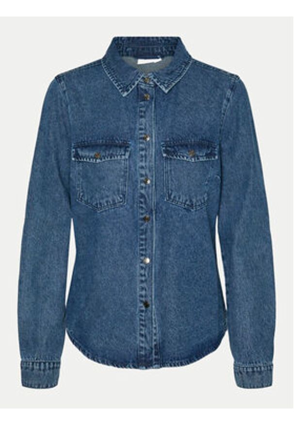 Vero Moda Koszula jeansowa Jennie 10313726 Granatowy Regular Fit. Kolor: niebieski. Materiał: bawełna
