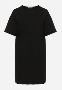 Born2be - Czarny Bawełniany T-shirt o Klasycznym Fasonie z Kieszonką Asettia. Okazja: na co dzień, na spacer. Kolor: czarny. Materiał: bawełna. Wzór: aplikacja. Styl: klasyczny #2