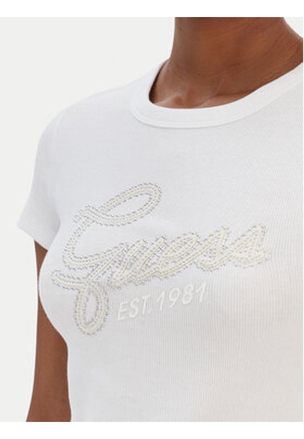 Guess T-Shirt W6RI22 KA0H1 Biały Slim Fit. Kolor: biały. Materiał: bawełna