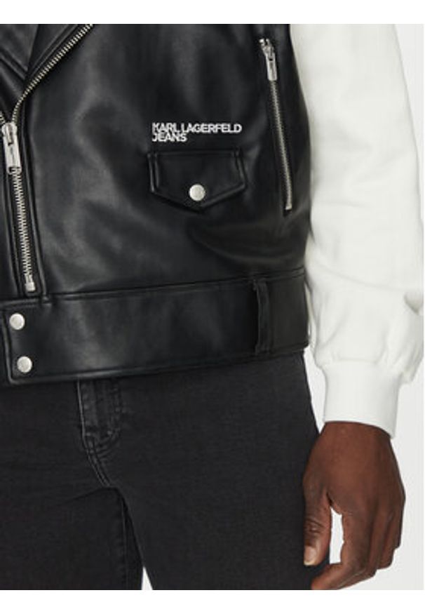 Karl Lagerfeld Jeans Kurtka przejściowa A1M15005 Czarny Regular Fit. Kolor: czarny. Materiał: skóra, bawełna