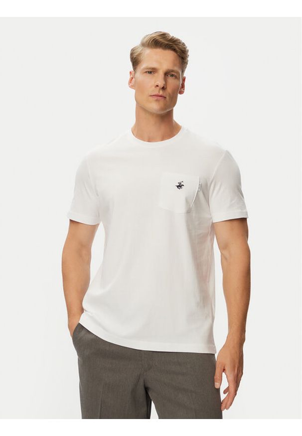 Beverly Hills Polo Club T-Shirt P-SS26M-TS414000 Biały Regular Fit. Typ kołnierza: polo. Kolor: biały. Materiał: bawełna
