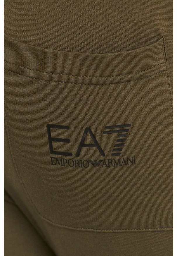 EA7 Emporio Armani - Spodnie. Okazja: na co dzień. Kolor: zielony. Wzór: nadruk. Styl: casual