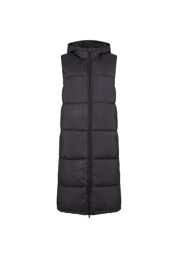 Długa kamizelka puchowa z kapturem damska Urban Classics. Typ kołnierza: kaptur. Kolor: czarny. Materiał: puch. Długość: długie