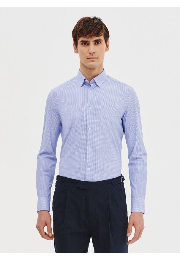 Pako Lorente - PAKO LORENTE - Dzianinowa koszula męska w pepitkę. Materiał: dzianina. Długość rękawa: długi rękaw. Długość: długie. Sezon: wiosna