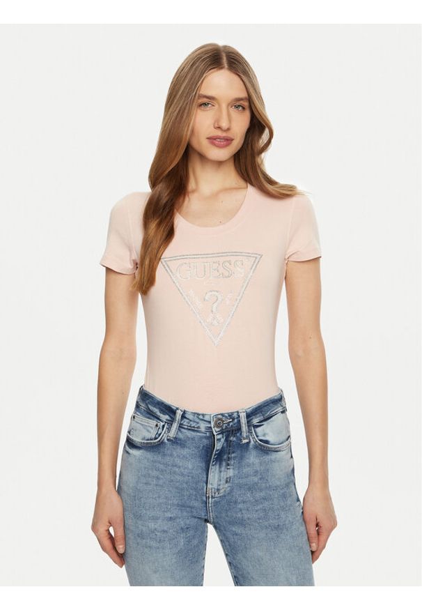 Guess T-Shirt W5RI11 J1314 Różowy Regular Fit. Kolor: różowy. Materiał: bawełna