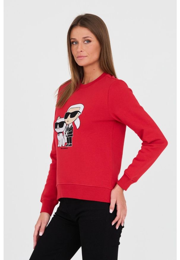 Karl Lagerfeld - KARL LAGERFELD Czerwona damska bluza Ikonik 2.0, Rozmiar XS. Kolor: czerwony