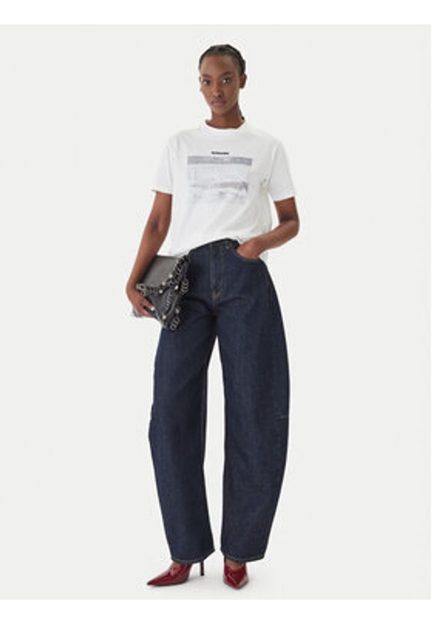 Patrizia Pepe T-Shirt 2M4536/J427-W146 Biały Regular Fit. Kolor: biały. Materiał: bawełna