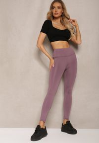 Renee - Fioletowe Sportowe Legginsy High Waist Vesara. Okazja: na co dzień. Stan: podwyższony. Kolor: fioletowy. Długość: długie. Styl: sportowy