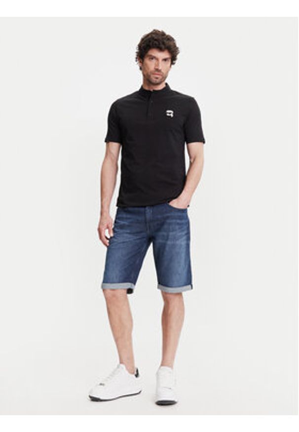 Karl Lagerfeld - KARL LAGERFELD Polo 745023 552224 Czarny Regular Fit. Typ kołnierza: polo. Kolor: czarny. Materiał: bawełna