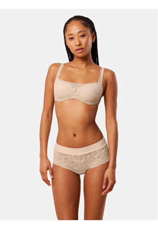 Triumph Biustonosz z fiszbiną Illusion 10219845 Beżowy. Kolor: beżowy. Materiał: syntetyk