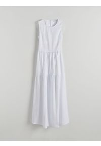 Reserved - Bawełniana sukienka maxi - złamana biel. Materiał: bawełna. Długość: maxi