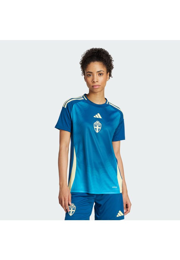 Adidas - Koszulka Sweden 25 (Women's Team) Away. Kolor: niebieski. Materiał: materiał