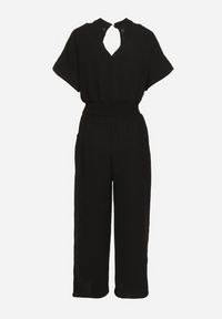 Born2be - Czarny Wiskozowy Kombinezon o Taliowanym Kroju z Szerokimi Nogawkami Delsea. Okazja: do pracy. Kolor: czarny. Materiał: wiskoza. Długość rękawa: krótki rękaw. Długość: krótkie. Styl: elegancki #7