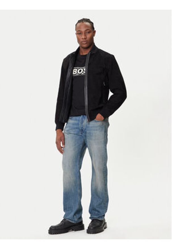 BOSS Kurtka skórzana Johice 50543505 Czarny Regular Fit. Kolor: czarny. Materiał: skóra