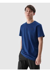 4f - 4F T-shirt regular gładki męski - niebieski XXL. Okazja: na co dzień. Kolor: niebieski. Materiał: bawełna, dzianina, jersey. Długość rękawa: krótki rękaw. Długość: krótkie. Wzór: gładki. Styl: klasyczny, casual, sportowy #1