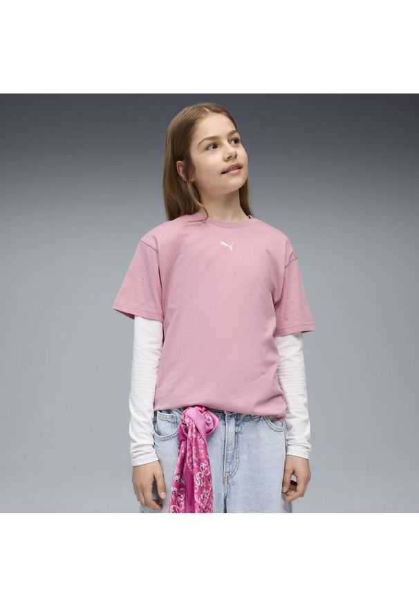 Puma - Młodzieżowa koszulka Essentials Boxy PUMA Pink Fruit. Kolor: różowy. Sport: joga i pilates