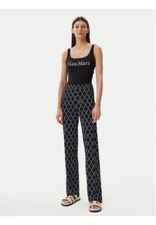 Max Mara Spodnie dzianinowe 2516781039650 Czarny Regular Fit. Kolor: czarny. Materiał: syntetyk