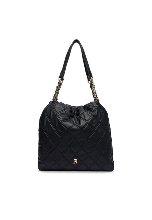 TOMMY HILFIGER - Tommy Hilfiger Torebka Th Feminine Tote AW0AW18719 Czarny. Kolor: czarny. Materiał: skórzane