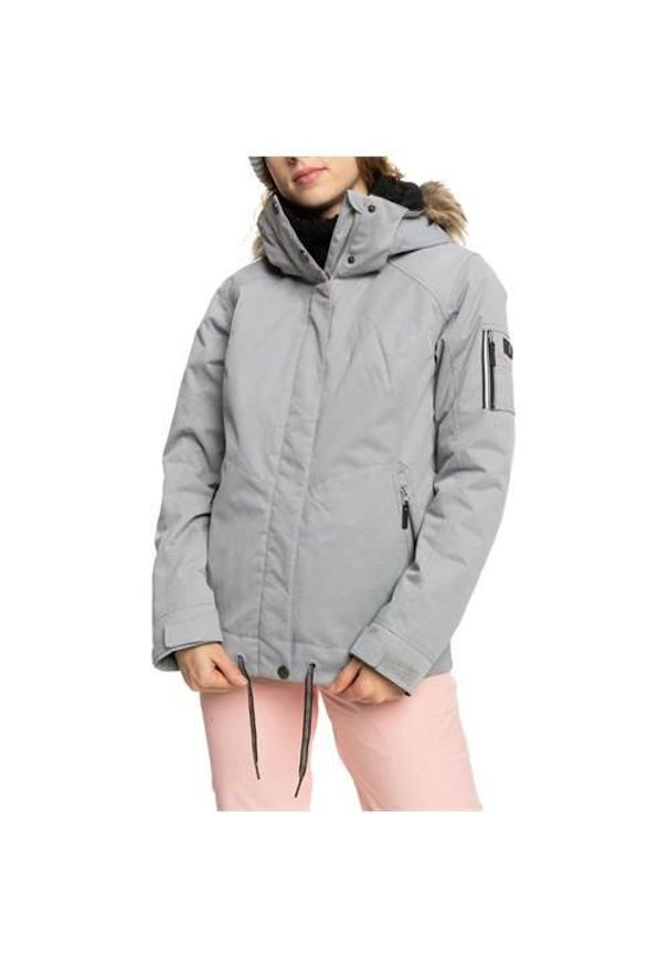 Kurtka uniwersalna damska Roxy Billie. Typ kołnierza: kaptur. Kolor: szary. Materiał: syntetyk. Sezon: zima. Sport: narciarstwo