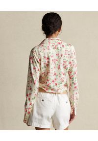Ralph Lauren - RALPH LAUREN - Bawełniana koszula w kwiaty. Typ kołnierza: polo. Kolor: beżowy. Materiał: bawełna. Długość rękawa: długi rękaw. Długość: długie. Wzór: kwiaty #4