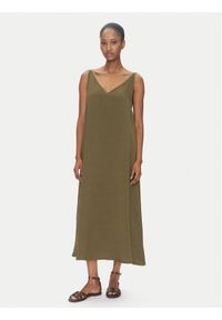 ViCOLO Sukienka letnia TD0758 Khaki Regular Fit. Kolor: brązowy. Materiał: wiskoza. Sezon: lato