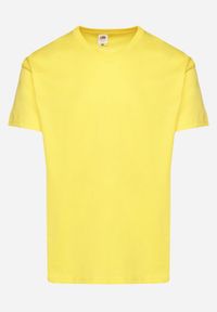 Born2be - Żółta Bawełniana Koszulka T-shirt Basic z Dekoltem w Serek Malvinea. Okazja: na spotkanie biznesowe, do pracy, na co dzień. Typ kołnierza: dekolt w serek. Kolor: żółty. Materiał: bawełna. Styl: biznesowy, casual, elegancki
