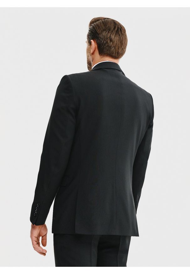 Pako Lorente - PAKO LORENTE – Wełniana marynarka garniturowa w kolorze czarnym. Okazja: na spotkanie biznesowe. Kolor: czarny. Materiał: wełna. Wzór: gładki. Styl: biznesowy
