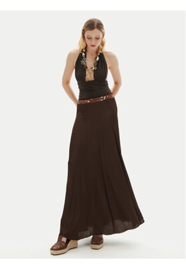ViCOLO Spódnica maxi TS0191 Brązowy Regular Fit. Kolor: brązowy. Materiał: wiskoza