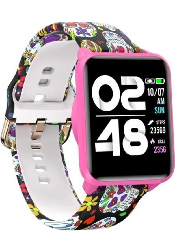 Smartwatch Bemi KIX-M Czarno-różowy. Rodzaj zegarka: smartwatch. Kolor: różowy, czarny, wielokolorowy