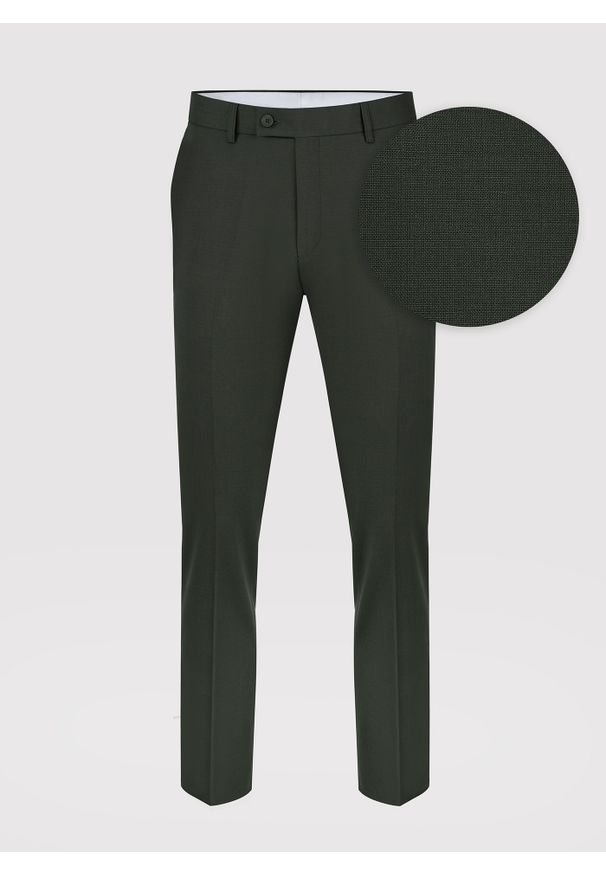 Pako Lorente - PAKO LORENTE – Ciemnozielone spodnie garniturowe z wełną. Kolor: zielony. Materiał: wełna
