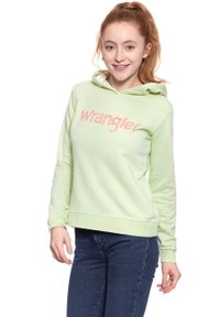 Wrangler - BLUZA WRANGLER DAMSKA RETRO KABEL HDY PASTEL GREEN W600RICUG. Typ kołnierza: kaptur. Wzór: nadruk. Styl: retro #5