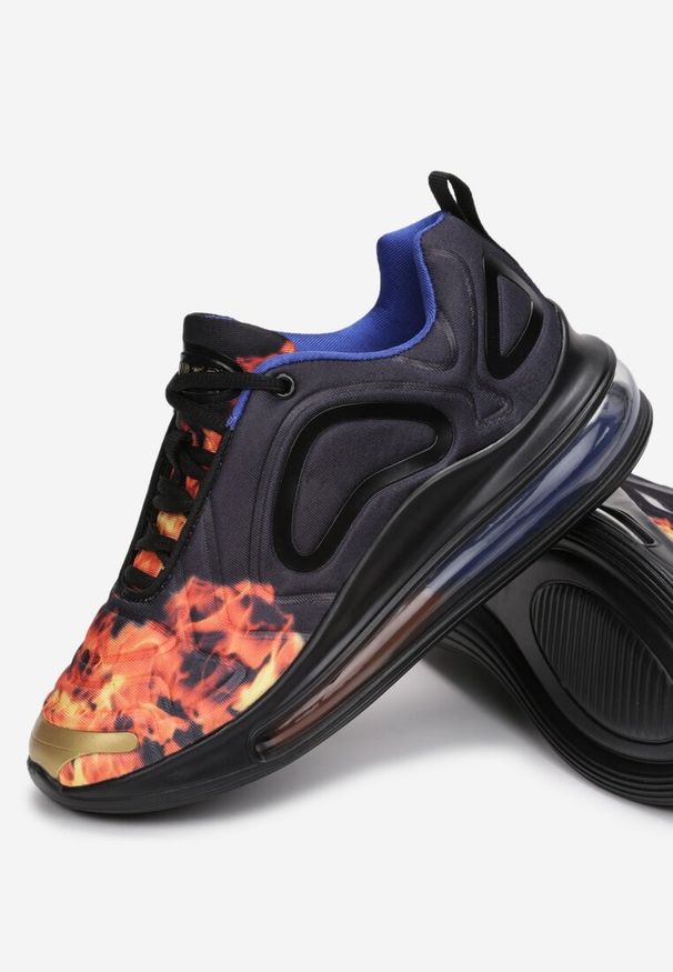 Renee - Czarno-Czerwone Sneakersy Prosassea. Zapięcie: sznurówki. Kolor: czarny. Materiał: materiał. Szerokość cholewki: normalna. Wzór: aplikacja. Sport: turystyka piesza