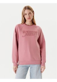 Tommy Jeans Bluza Script DW0DW21196 Różowy Regular Fit. Kolor: różowy. Materiał: bawełna