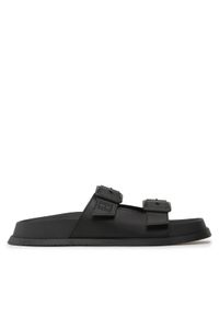 Tommy Jeans Klapki Sandal EM0EM01148 Czarny. Kolor: czarny. Materiał: skóra