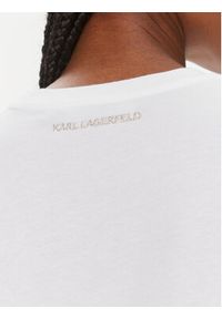 Karl Lagerfeld - KARL LAGERFELD T-Shirt 240W1731 Biały Regular Fit. Typ kołnierza: dekolt w karo. Kolor: biały. Materiał: bawełna #3