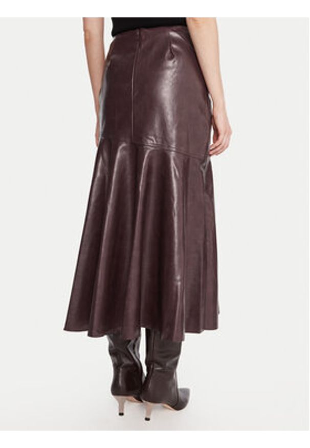 French Connection Spódnica z imitacji skóry 73ZAP 60 Bordowy Regular Fit. Kolor: czerwony. Materiał: syntetyk