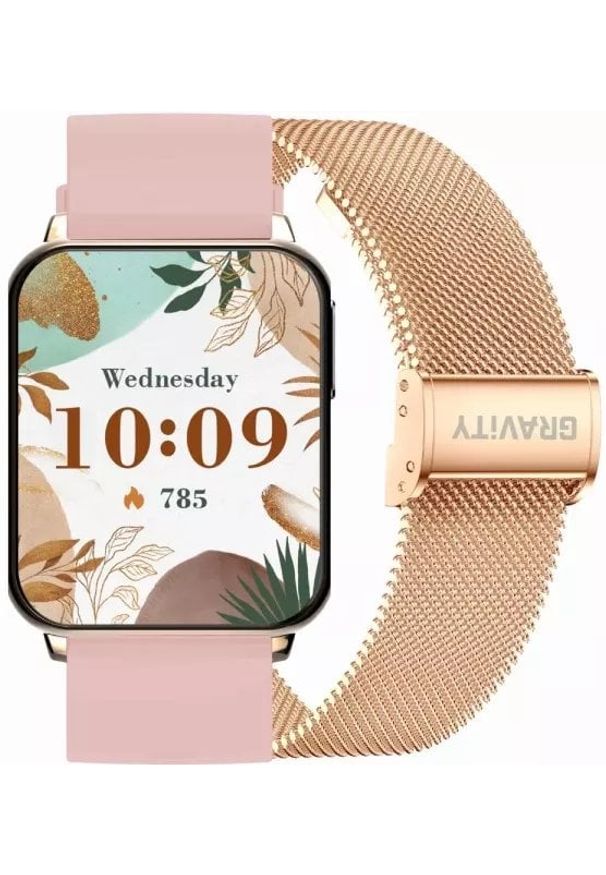 Smartwatch Gravity Smartwatch Różowe Złoto Biały 2 Paski GT26-2. Rodzaj zegarka: smartwatch. Kolor: różowy, złoty, wielokolorowy, biały
