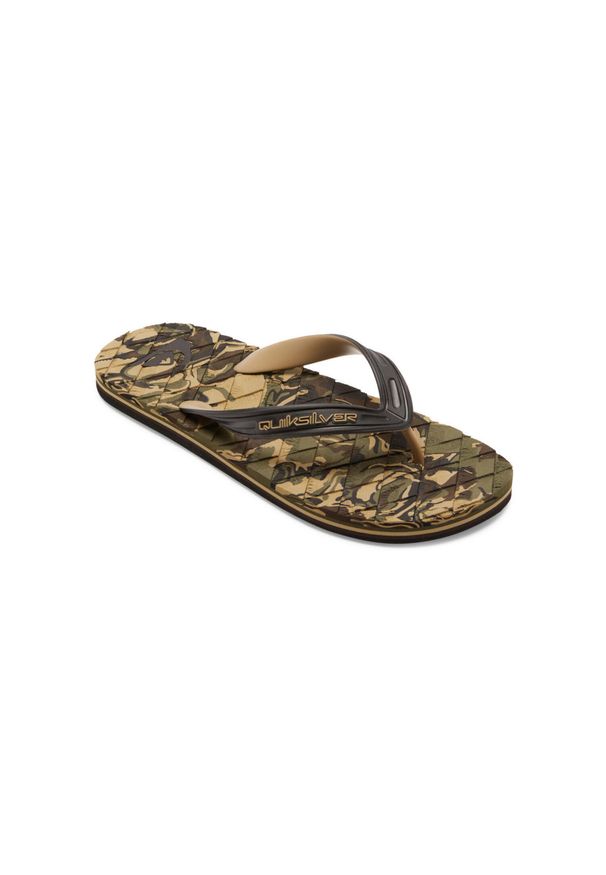Quiksilver - Sandały dla Mężczyzn OAHUEY Zielony. Okazja: na plażę. Zapięcie: pasek. Kolor: brązowy, zielony, wielokolorowy. Materiał: guma, syntetyk, materiał. Wzór: paski. Styl: sportowy